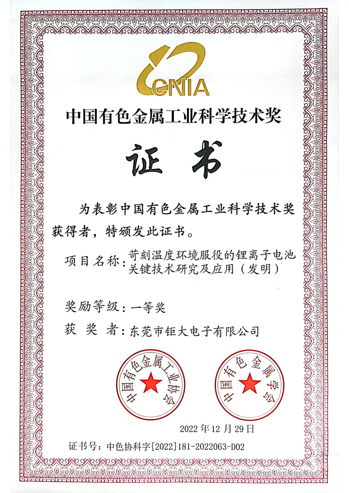 中國有色金屬工業(yè)科學(xué)技術(shù)獎
